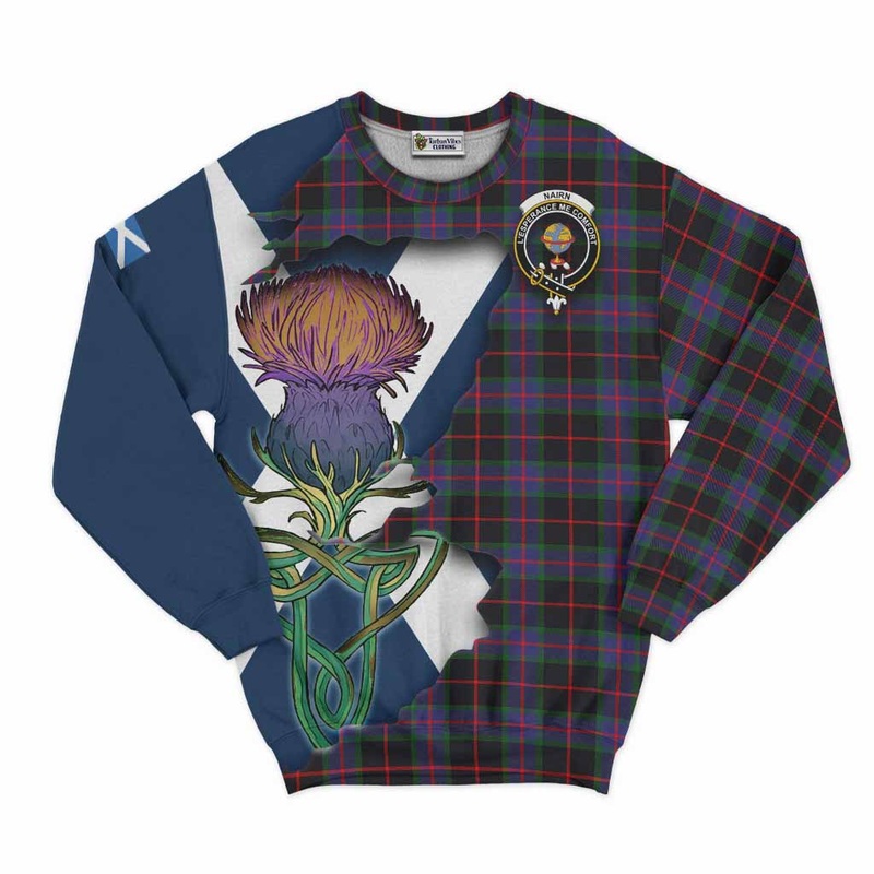 Nairn Tartan Family Crest Sweatshirt Scottish Thistle Celtic Inspired