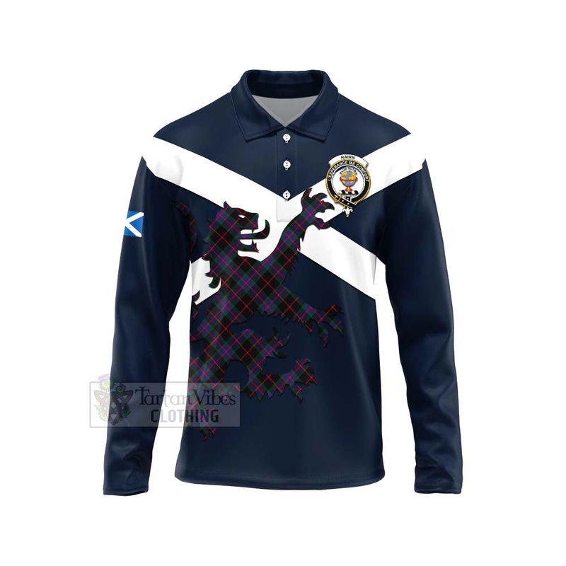 Nairn Tartan Lion Rampant Long Sleeve Polo Shirt  Proudly Display Your Heritage with Alba Gu Brath and Clan Name