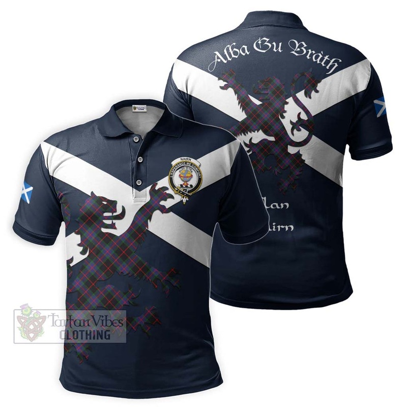 Nairn Tartan Lion Rampant Polo Shirt Proudly Display Your Heritage with Alba Gu Brath and Clan Name