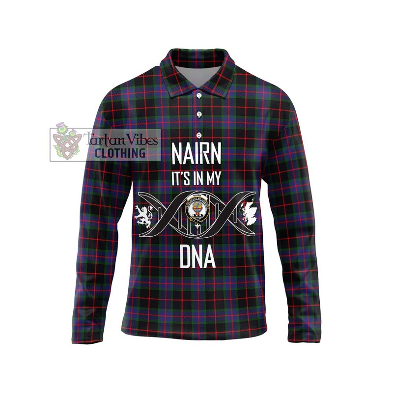 Nairn Tartan Long Sleeve Polo Shirt with Family Crest DNA In Me Style