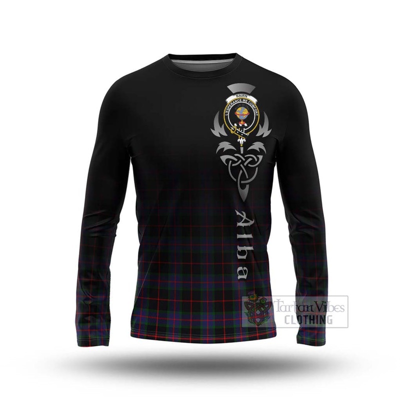 Nairn Tartan Long Sleeve T-Shirt Featuring Alba Gu Brath Family Crest Celtic Inspired