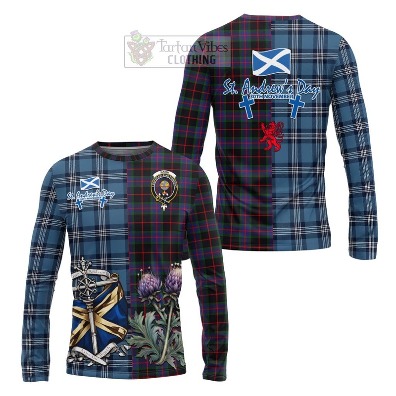 Nairn Tartan Long Sleeve T-Shirt Happy St. Andrew's Day Half Tartan Style