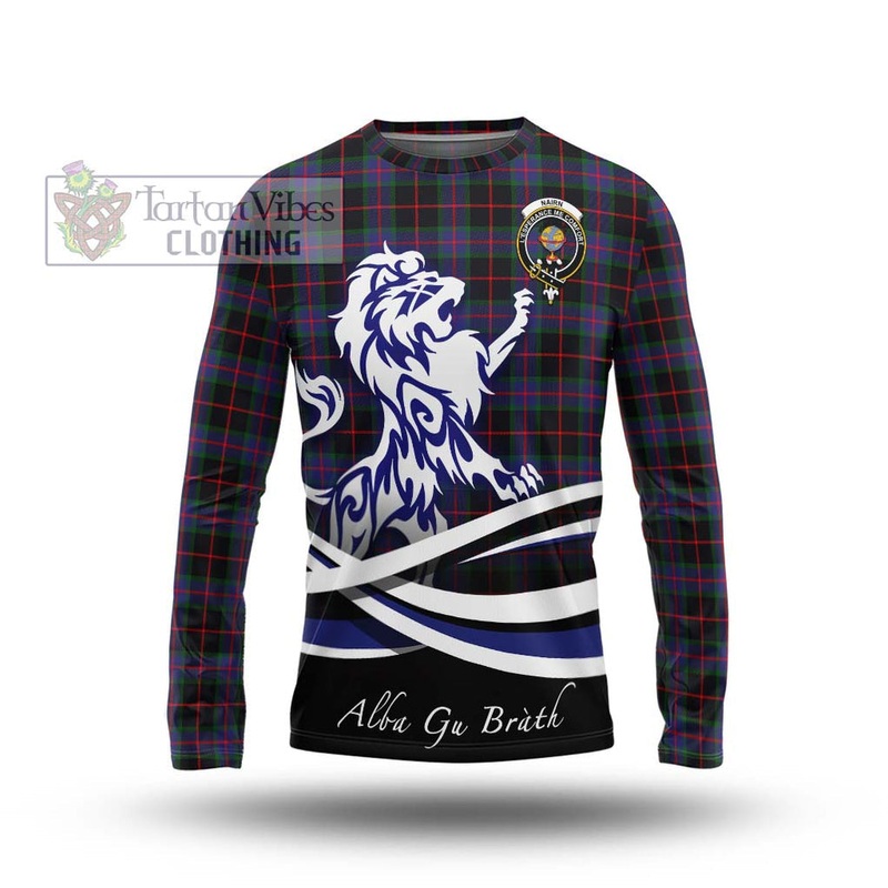 Nairn Tartan Long Sleeve T-Shirt with Alba Gu Brath Regal Lion Emblem