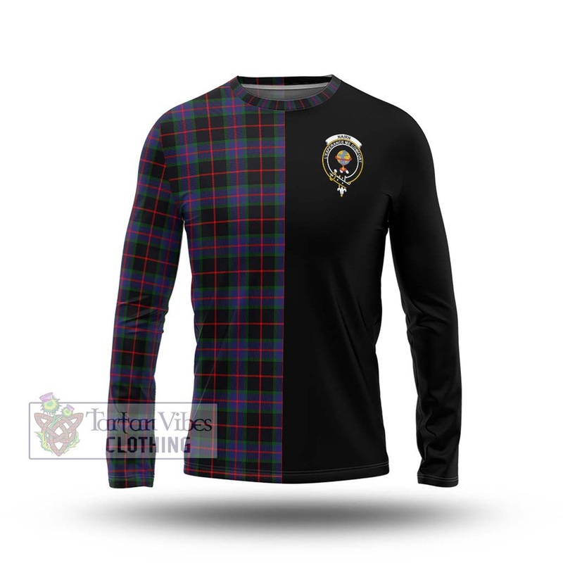 Nairn Tartan Long Sleeve T-Shirt with Family Crest and Half Of Me Style