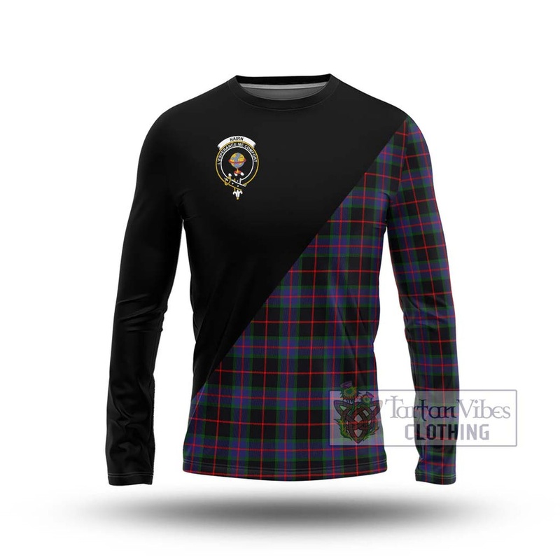 Nairn Tartan Long Sleeve T-Shirt with Family Crest and Military Logo Style