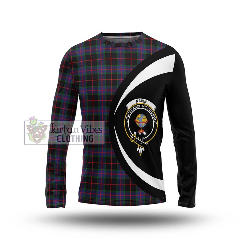 Nairn Tartan Long Sleeve T-Shirt with Family Crest Circle Style
