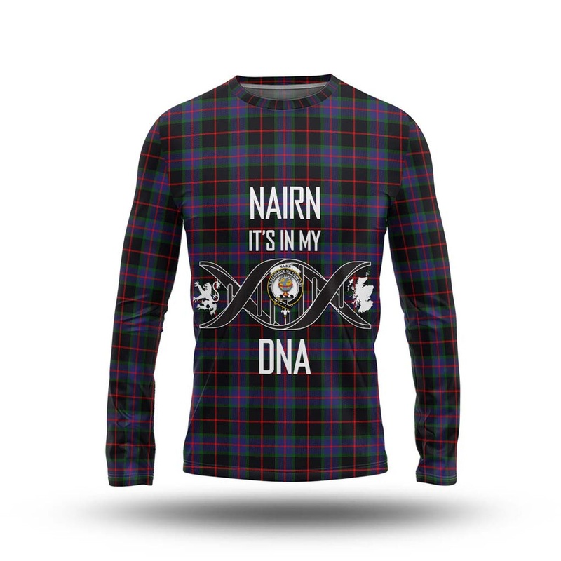Nairn Tartan Long Sleeve T-Shirt with Family Crest DNA In Me Style