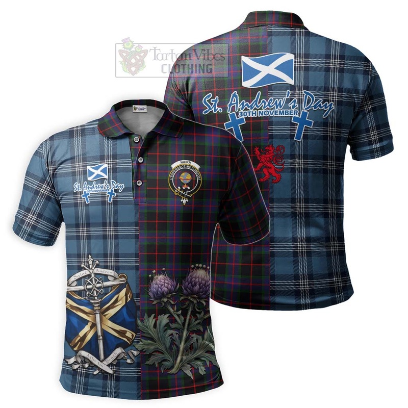 Nairn Tartan Polo Shirt Happy St. Andrew's Day Half Tartan Style