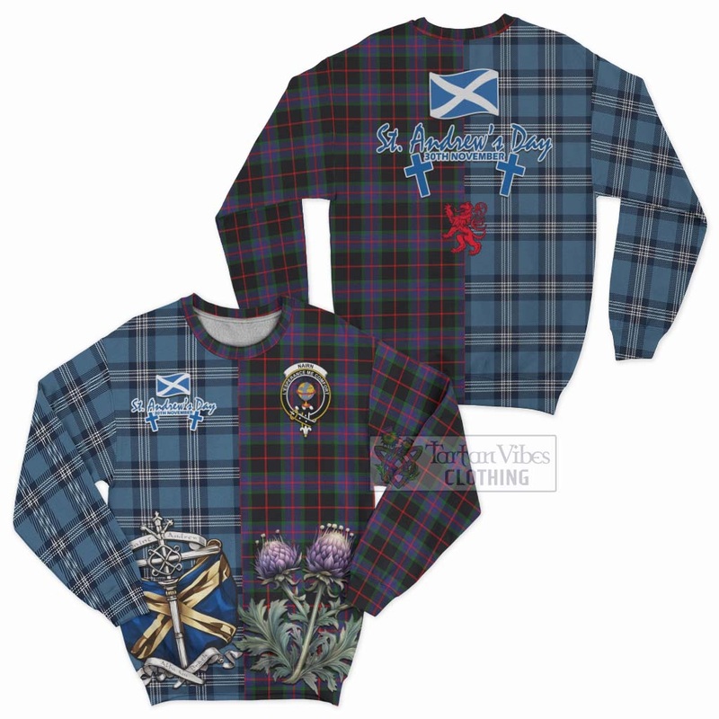 Nairn Tartan Sweatshirt Happy St. Andrew's Day Half Tartan Style