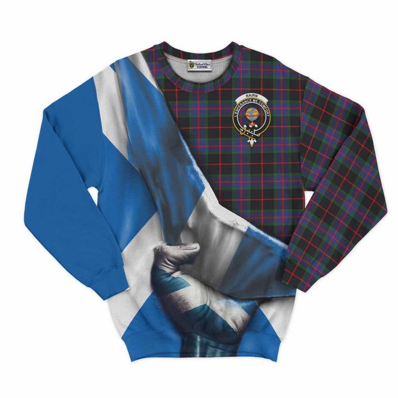 Nairn Tartan Sweatshirt with Family Crest Scotland Patriotic Style