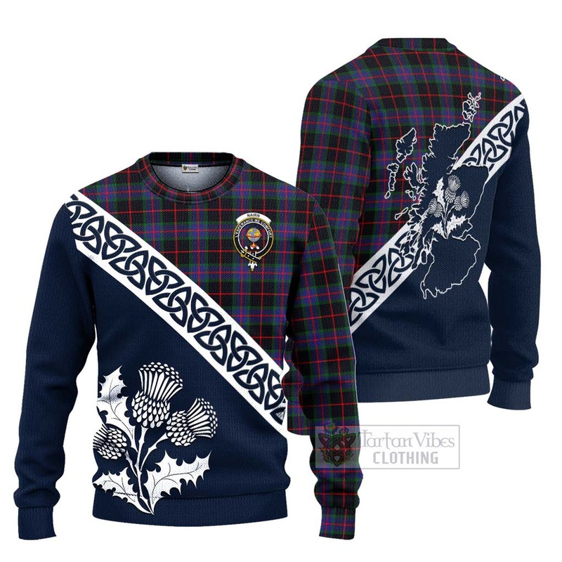 Nairn Tartan Ugly Sweater Featuring Thistle and Scotland Map
