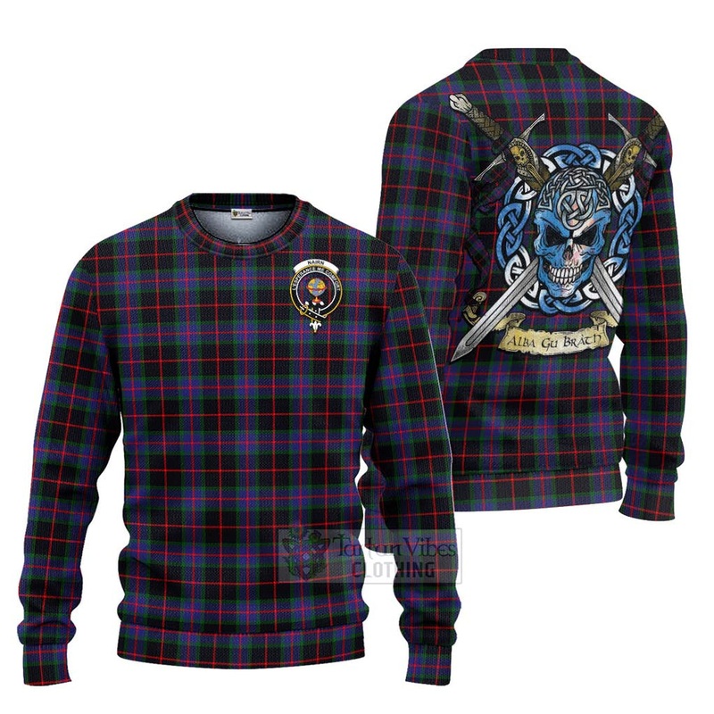 Nairn Tartan Ugly Sweater with Family Crest Celtic Skull Style