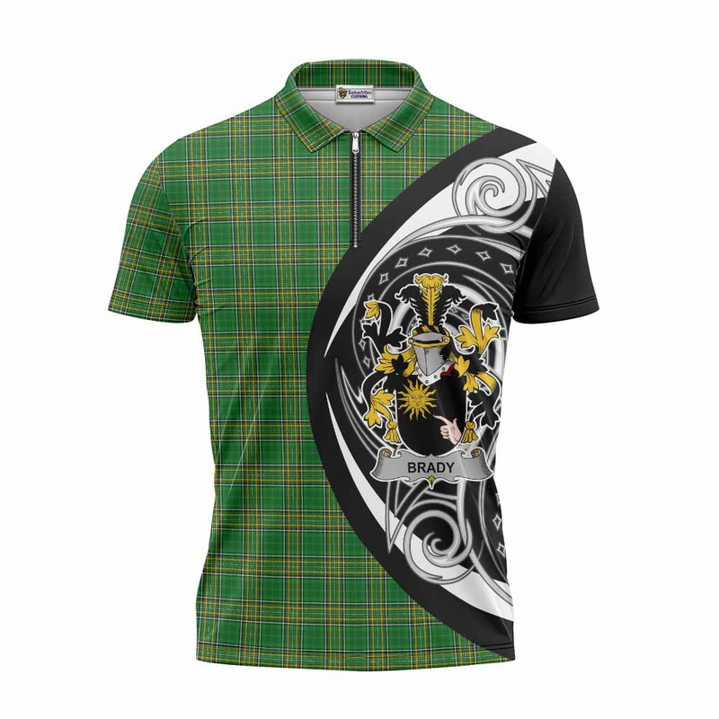 Brady Irish Clan Zipper Polo Shirt Celtic Circle Style