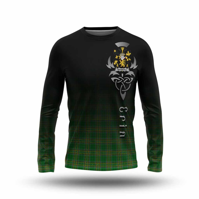 Bramhall Irish Clan Long Sleeve T-Shirt with Coat of Arms Erin Go Bragh Celtic Inspired