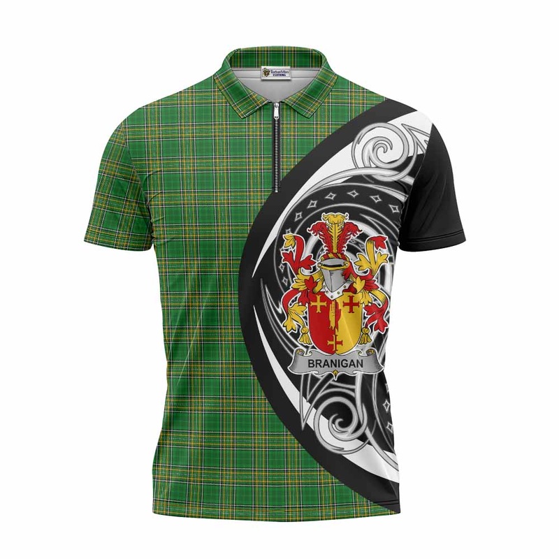 Branigan Irish Clan Zipper Polo Shirt Celtic Circle Style