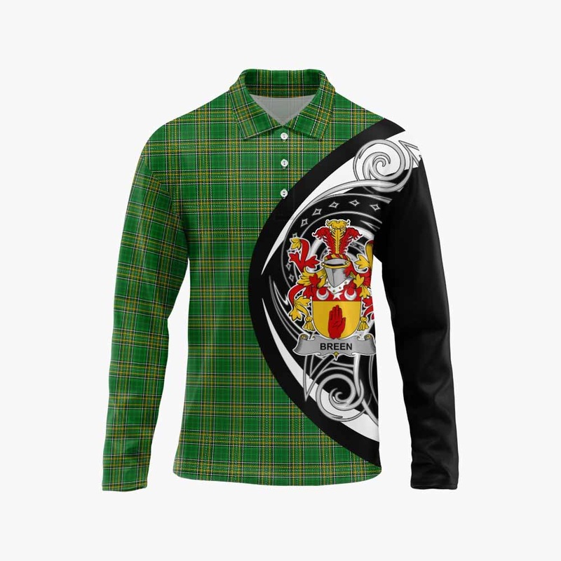 Breen Irish Clan Long Sleeve Polo Shirt Celtic Circle Style