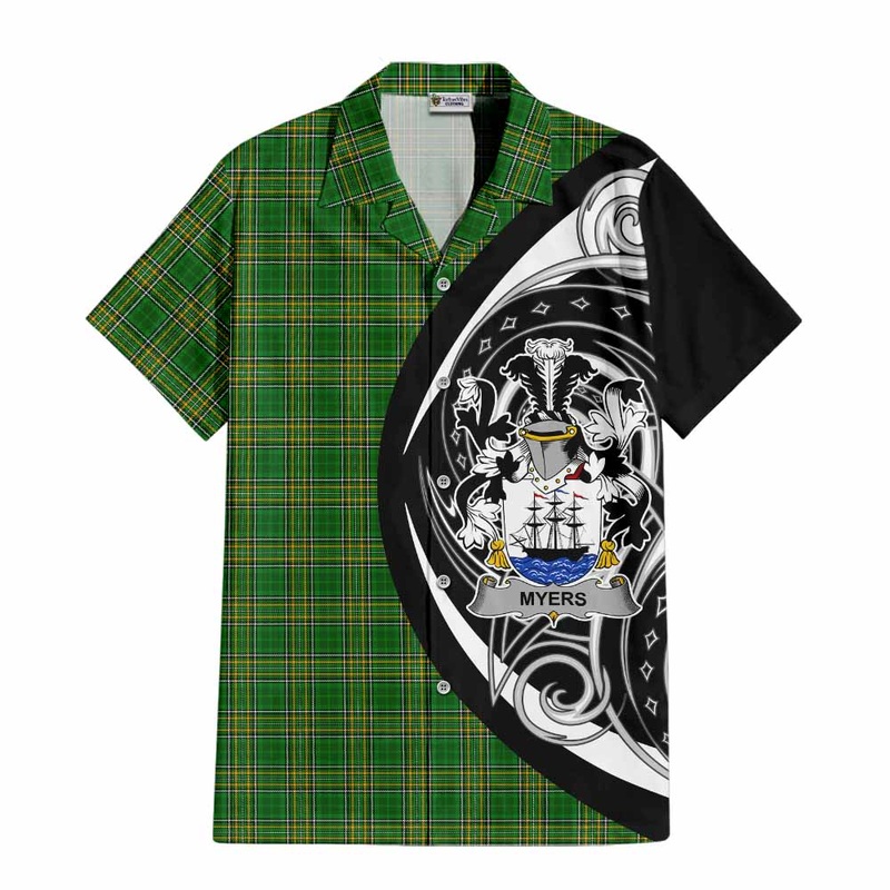 Myers Irish Clan Short Sleeve Button Shirt Celtic Circle Style