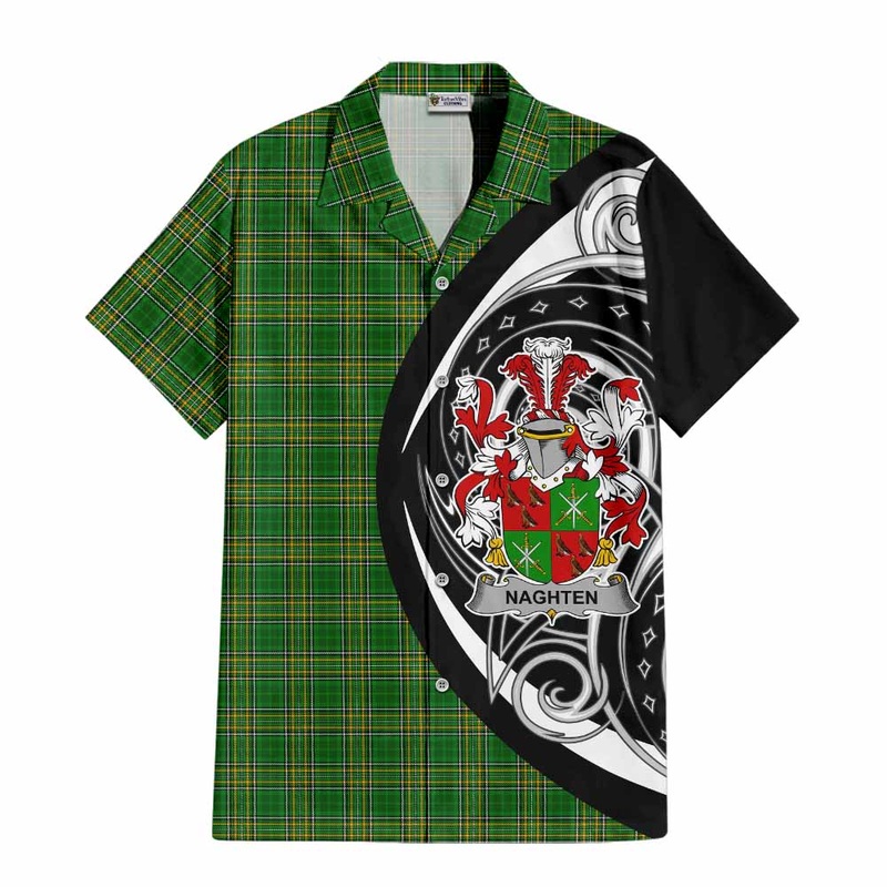 Naghten Irish Clan Short Sleeve Button Shirt Celtic Circle Style
