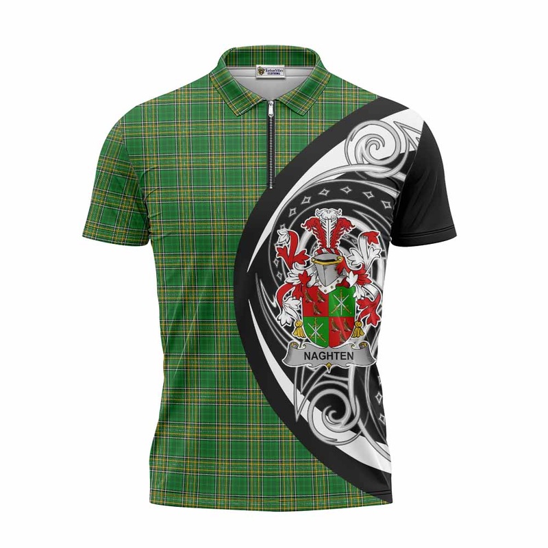 Naghten Irish Clan Zipper Polo Shirt Celtic Circle Style