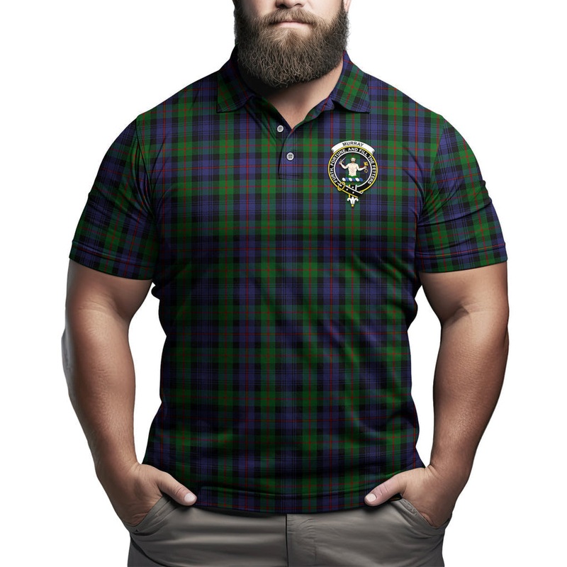 Murray Tartan Men's Polo Shirt with Family Crest