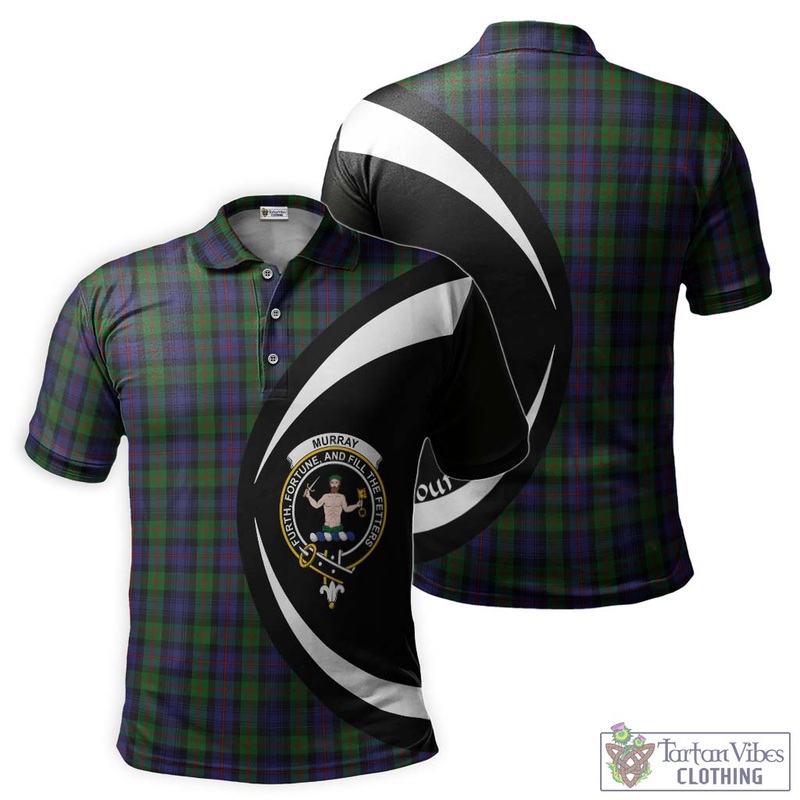 Murray Tartan Men's Polo Shirt with Family Crest Circle Style