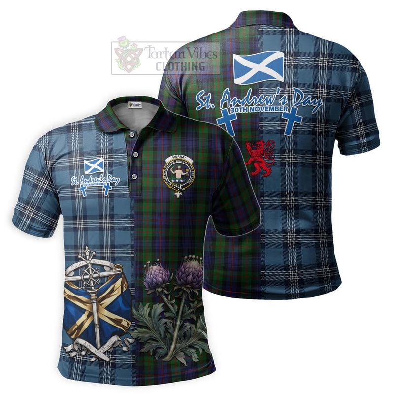Murray Tartan Polo Shirt Happy St. Andrew's Day Half Tartan Style