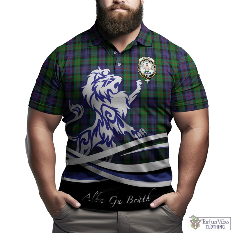 Murray Tartan Polo Shirt with Alba Gu Brath Regal Lion Emblem