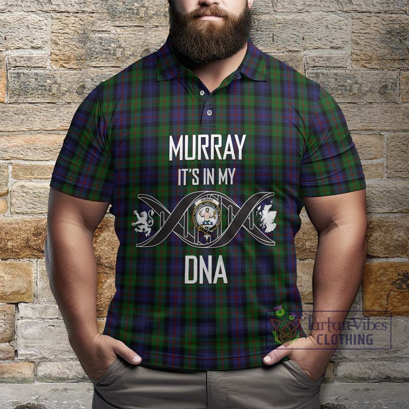 Murray Tartan Polo Shirt with Family Crest DNA In Me Style