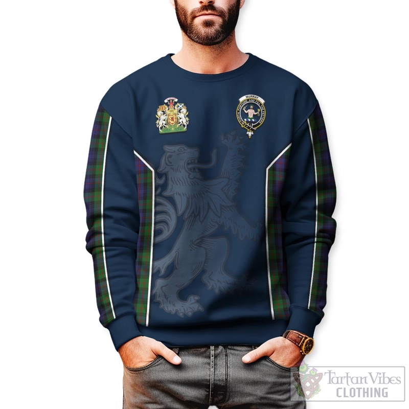 Murray Tartan Sweater with Family Crest and Lion Rampant Vibes Sport Style