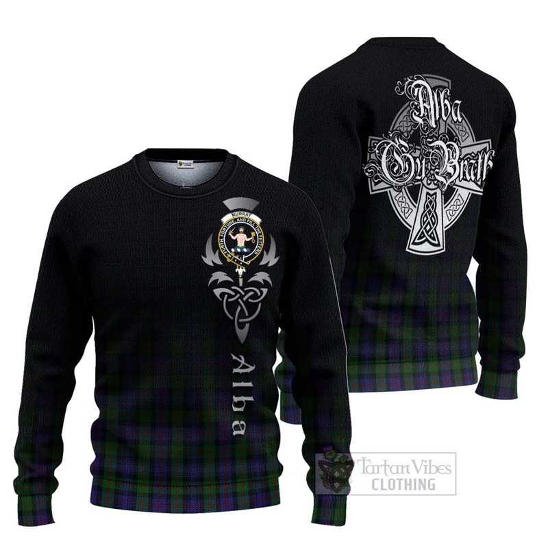 Murray Tartan Ugly Sweater Featuring Alba Gu Brath Family Crest Celtic Inspired