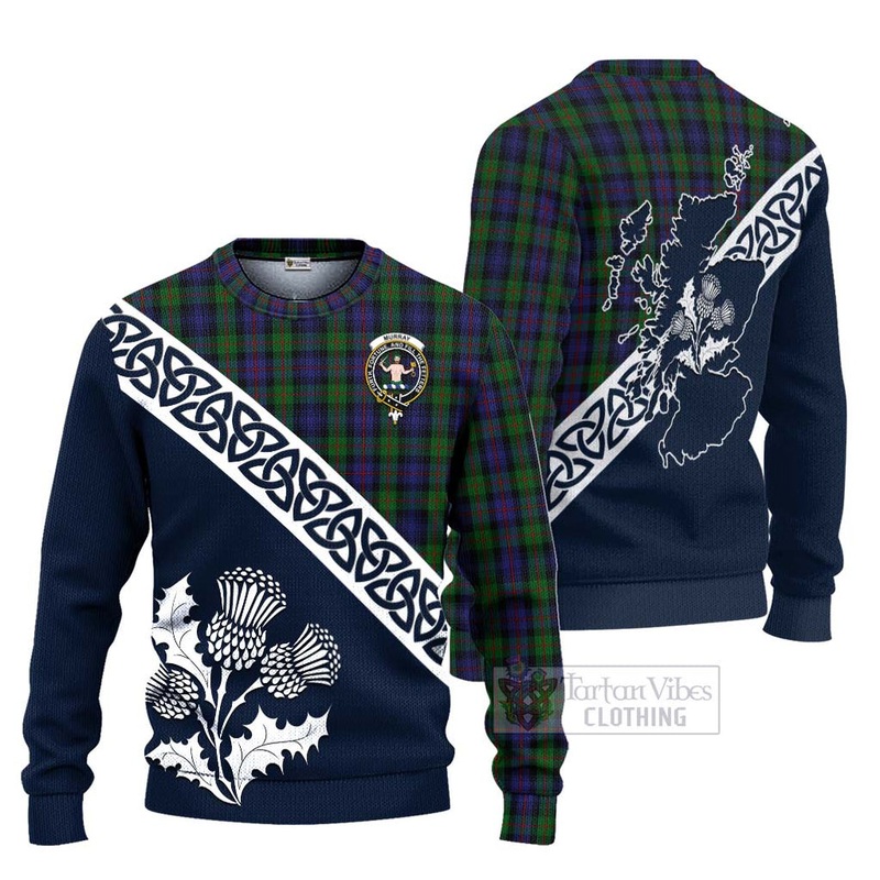 Murray Tartan Ugly Sweater Featuring Thistle and Scotland Map