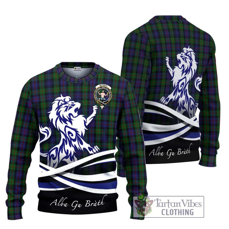 Murray Tartan Ugly Sweater with Alba Gu Brath Regal Lion Emblem