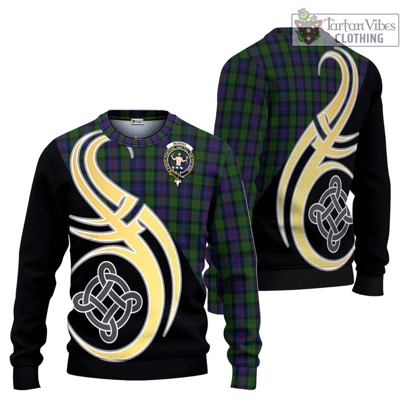Murray Tartan Ugly Sweater with Family Crest and Celtic Symbol Style