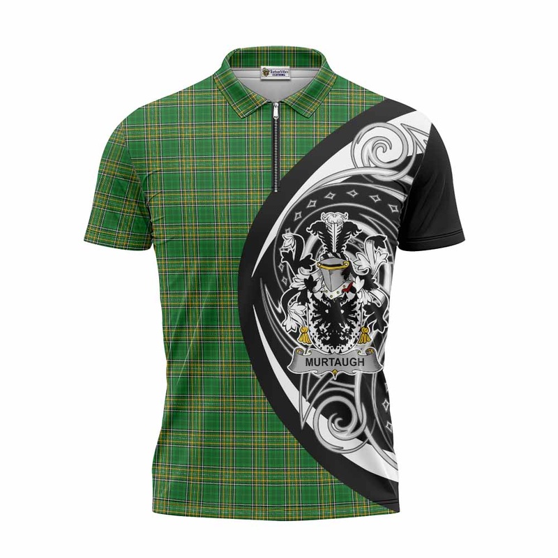 Murtaugh Irish Clan Zipper Polo Shirt Celtic Circle Style