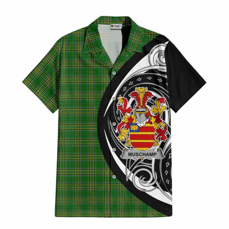 Muschamp Irish Clan Short Sleeve Button Shirt Celtic Circle Style