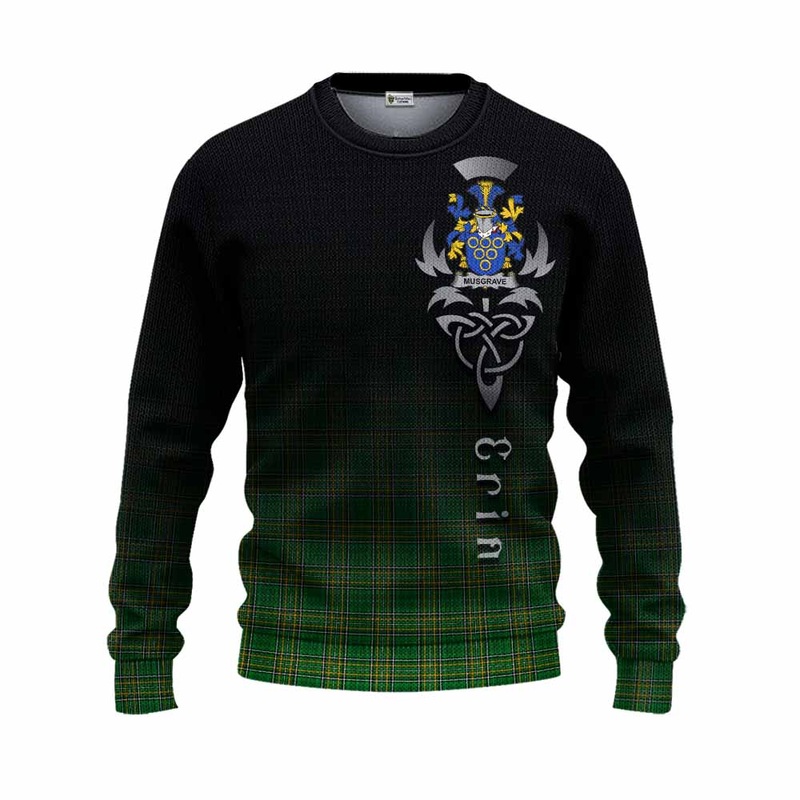Musgrave Irish Clan Knitted Sweater with Coat of Arms Erin Go Bragh Celtic Inspired