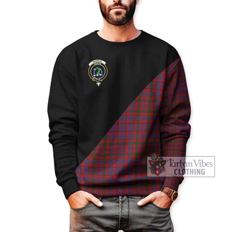 Murray of Tullibardine Tartan Sweatshirt with Family Crest and Military Logo Style