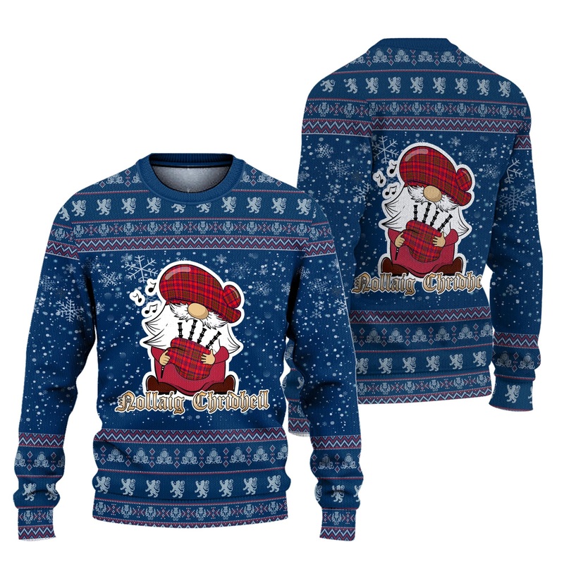 Murray of Tulloch Modern Clan Christmas Family Ugly Sweater with Funny Gnome Playing Bagpipes