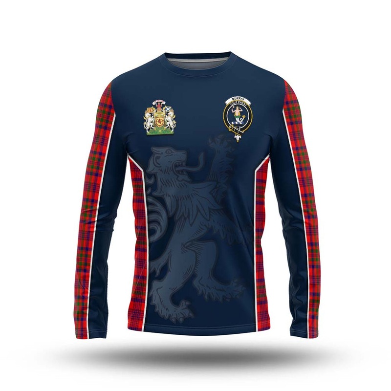 Murray of Tulloch Modern Tartan Long Sleeve T-Shirt with Family Crest and Lion Rampant Vibes Sport Style