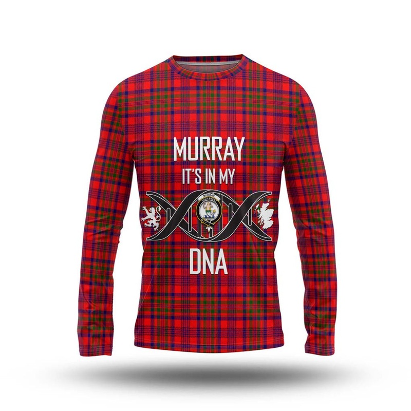 Murray of Tulloch Modern Tartan Long Sleeve T-Shirt with Family Crest DNA In Me Style