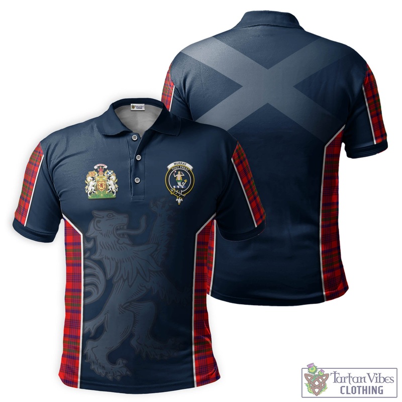 Murray of Tulloch Modern Tartan Men's Polo Shirt with Family Crest and Lion Rampant Vibes Sport Style