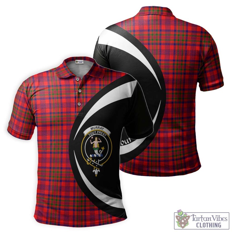 Murray of Tulloch Modern Tartan Men's Polo Shirt with Family Crest Circle Style