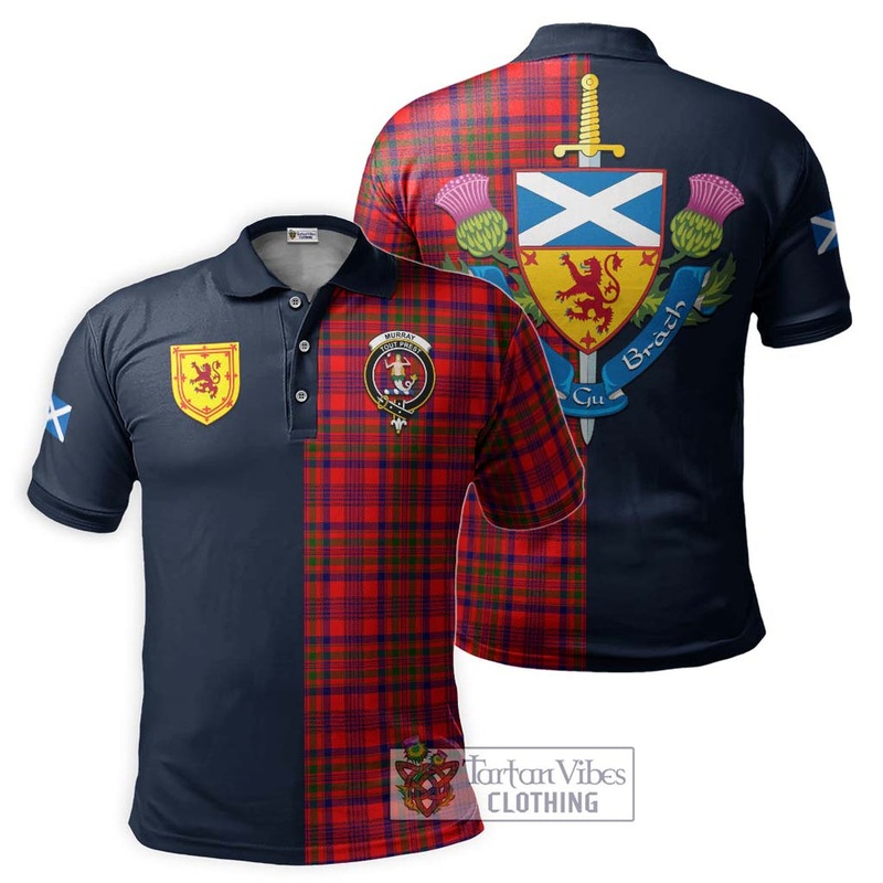 Murray of Tulloch Modern Tartan Polo Shirt Alba with Scottish Lion Royal Arm Half Style