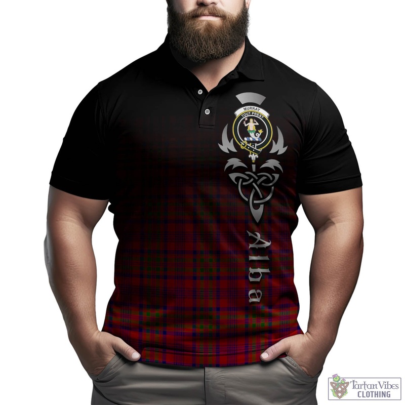 Murray of Tulloch Modern Tartan Polo Shirt Featuring Alba Gu Brath Family Crest Celtic Inspired