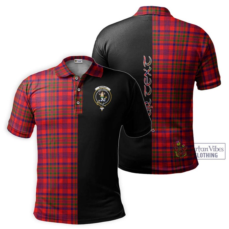Murray of Tulloch Modern Tartan Polo Shirt with Family Crest and Half Of Me Style