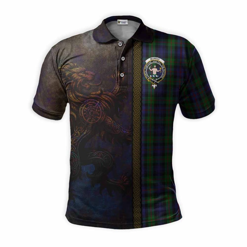 Murray Tartan Family Crest Polo Shirt Alba Gu Brath Be Brave Lion Ancient Style