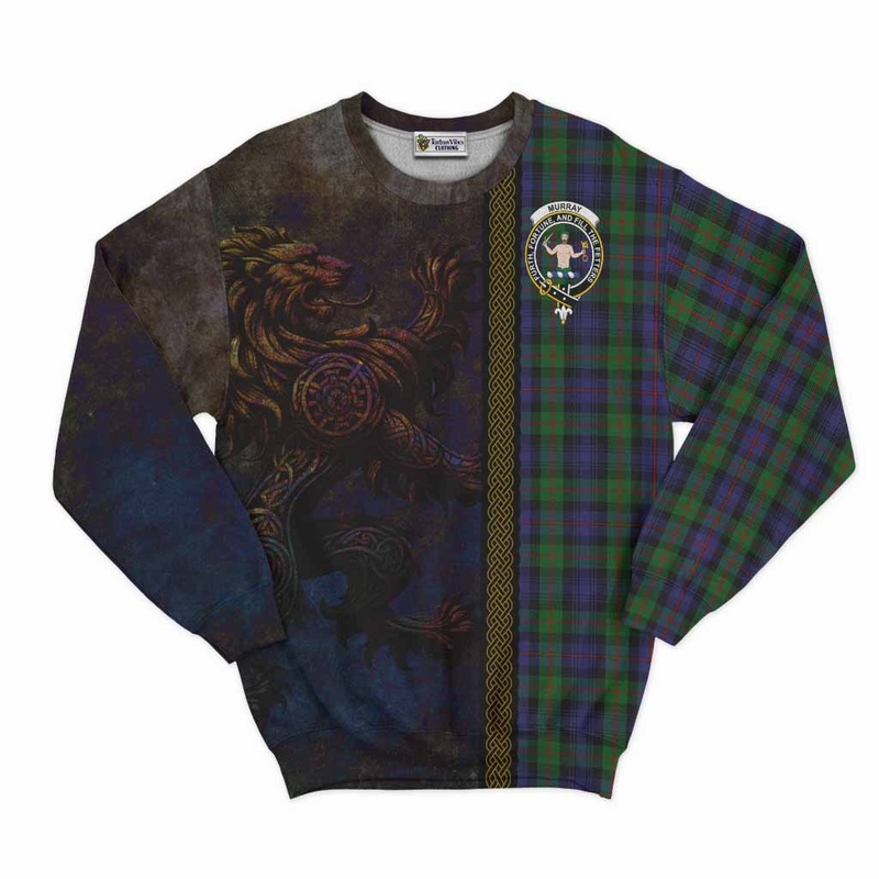 Murray Tartan Family Crest Sweatshirt Alba Gu Brath Be Brave Lion Ancient Style