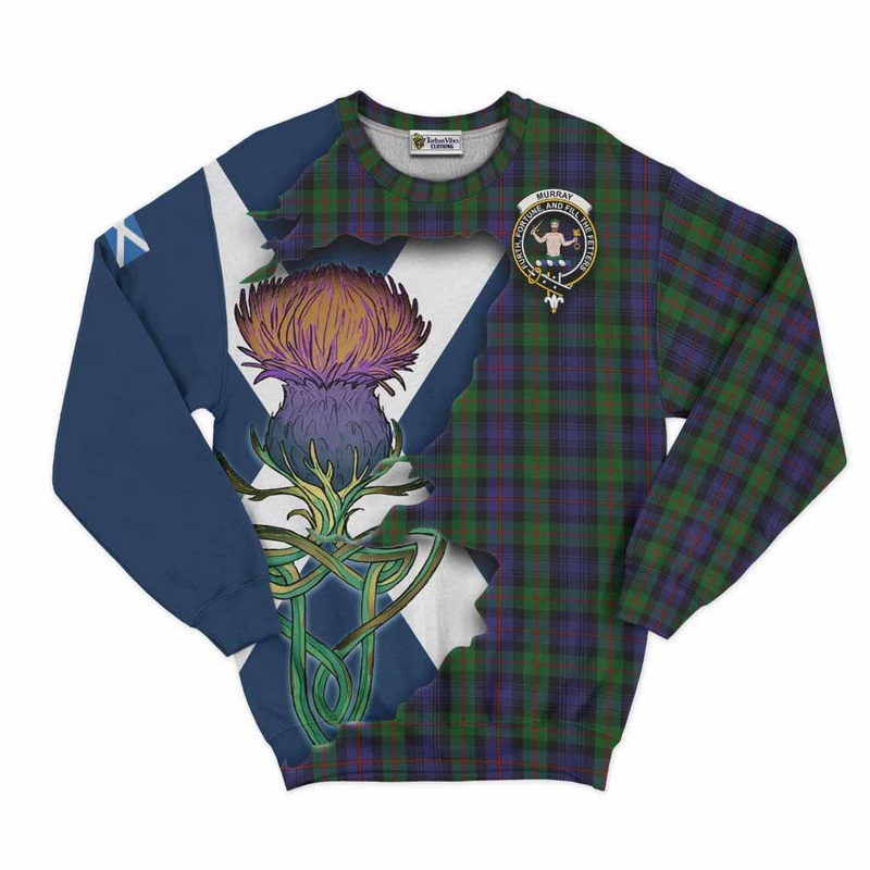 Murray Tartan Family Crest Sweatshirt Scottish Thistle Celtic Inspired