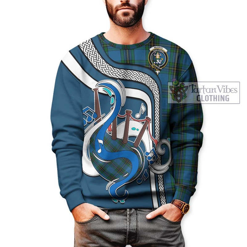 Murray of Elibank Tartan Sweatshirt with Epic Bagpipe Style