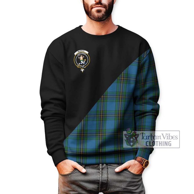 Murray of Elibank Tartan Sweatshirt with Family Crest and Military Logo Style